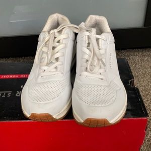 White Sketchers Air Cooled Memory Foam Street Sneakers